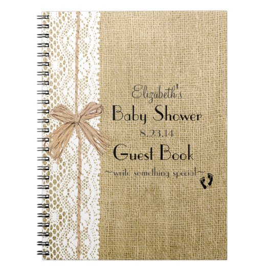 Burlap Lace en Raffia Afbeelding Rustic Guest Book Notitieboek (Voorkant)