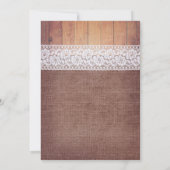 Burlap Lace en Wood | Rustische monogram bruiloft Kaart (Achterkant)