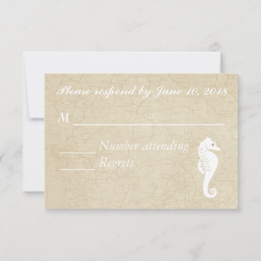 Burlap Lace en Zee Shell Wedding RSVP (Achterkant)