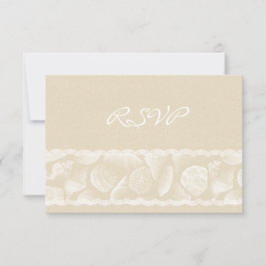 Burlap Lace en Zee Shell Wedding RSVP Kaartje (Voorkant)