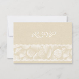 Burlap Lace en Zee Shell Wedding RSVP Kaartje