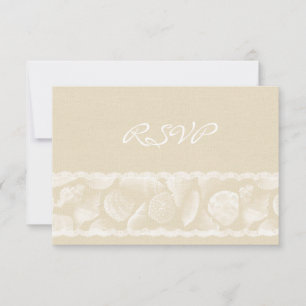 Burlap Lace en Zee Shell Wedding RSVP Kaartje