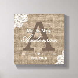 Burlap & Lace Familie Vastgesteld Familienaam Teke Canvas Afdruk
