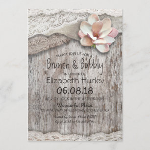 Burlap Lace Floral Brunch en Bubble Vrijgezellenfe Kaart