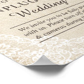 Burlap Lace Floral Unplugged Wedding Welcome Sign Poster (Hoek)