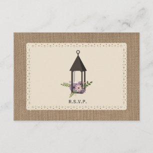 Burlap & Lace Geïnspireerd Bloemenlantaarn RSVP Kaartje