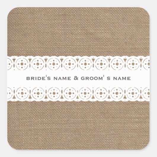 Burlap & Lace geïnspireerd bruiloft Sticker (Voorkant)