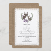 Burlap + Lace geïnspireerd Deer Buck + Doe Paars Kaart (Voorkant / Achterkant)