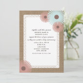 Burlap & Lace Geïnspireerd Floral Wedding Invitati Kaart (Staand voorkant)