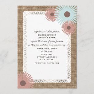 Burlap & Lace Geïnspireerd Floral Wedding Invitati Kaart