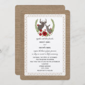 Burlap + Lace Geïnspireerd kerstbruiloft Deer Kaart (Voorkant / Achterkant)