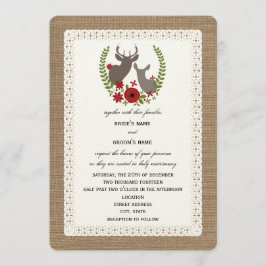 Burlap + Lace Geïnspireerd kerstbruiloft Deer Kaart