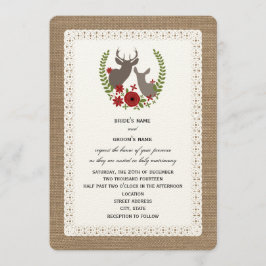 Burlap + Lace Geïnspireerd kerstbruiloft Deer Kaart
