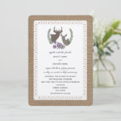 Burlap + Lace Geïnspireerd Paars Floral Buck + Doe Kaart (Staand voorkant)