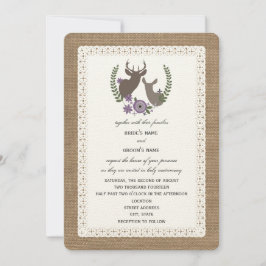 Burlap + Lace Geïnspireerd Paars Floral Buck + Doe Kaart