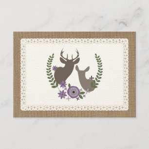 Burlap & Lace Geïnspireerd Paars Wreath Monogram R RSVP Kaartje