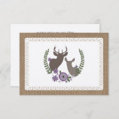 Burlap & Lace Geïnspireerd Paars Wreath Monogram R RSVP Kaartje (Voorkant / Achterkant)