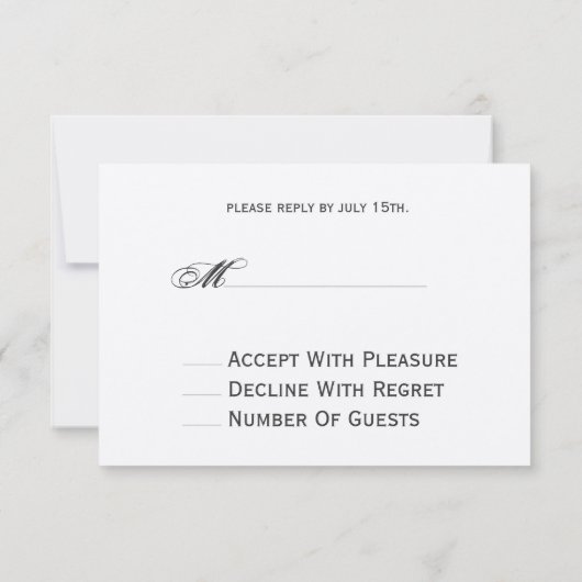 Burlap & Lace Geïnspireerd Paars Wreath Monogram R RSVP Kaartje (Achterkant)