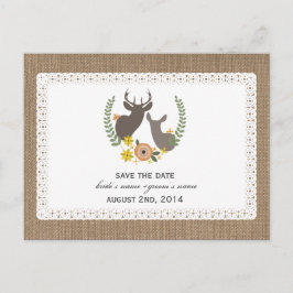 Burlap + Lace geïnspireerde Herfst Deer Bewaar de Aankondigingskaart