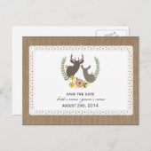 Burlap + Lace geïnspireerde Herfst Deer Bewaar de  Aankondigingskaart (Voorkant / Achterkant)