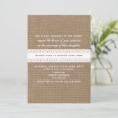 Burlap & Lace Geïnspireerde huwelijksuitnodiging Kaart (Staand voorkant)