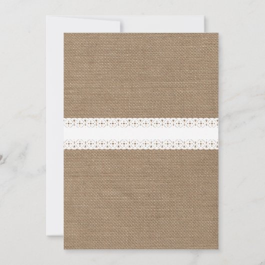 Burlap & Lace Geïnspireerde huwelijksuitnodiging Kaart (Achterkant)