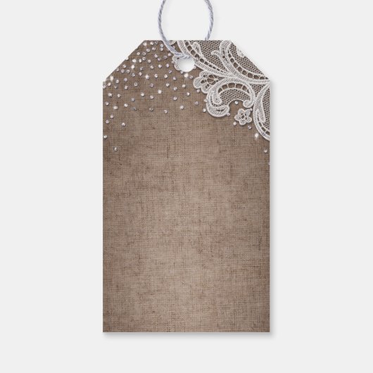 Burlap Lace glitter rustiek Bruiloft dank u Cadeaulabel (Achterkant)