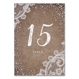 Burlap Lace glitter rustige trouwtafel Kaart