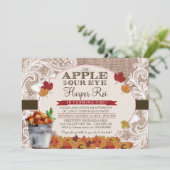 Burlap & Lace Herfst Apple Birthday Party Invitati Kaart (Staand voorkant)