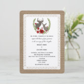 Burlap + Lace kerstbruiloft Buck + Doe Deer Kaart (Staand voorkant)