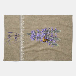 Burlap Lace Lavender Flower Kitchen Towels Theedoek
