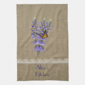 Burlap Lace Lavender Flower Kitchen Towels Theedoek (Verticaal)