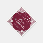 Burlap Lace Liefde en Bedankt Bourgondische bruilo Servet (Hoek)