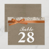 Burlap Lace Lint Tafel Nummer Kaarten (Voorkant / Achterkant)