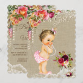 Burlap Lace Mason Jar Baby Shower Uitnodigingen (Voorkant / Achterkant)
