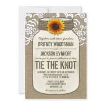 Burlap Lace Mason Jar Bruiloft Uitnodigingen