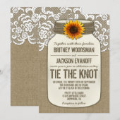 Burlap Lace Mason Jar Bruiloft Uitnodigingen (Voorkant / Achterkant)
