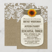 Burlap Lace Mason Jar repetitie diner uitnodiginge Kaart (Voorkant / Achterkant)
