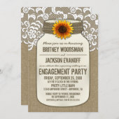 Burlap Lace Mason Jar Verlovingsfeestuitnodigingen Kaart (Voorkant / Achterkant)