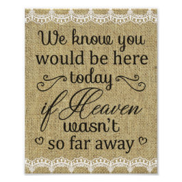 Burlap & Lace Memorial Wedding Print Foto Afdruk