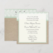 Burlap & Lace Mint  Wedding Invitation Kaart (Voorkant / Achterkant)