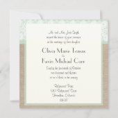 Burlap & Lace Mint Wedding Invitation Kaart (Voorkant)