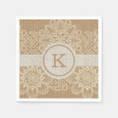 Burlap & Lace-monogram Servetten (Voorkant)