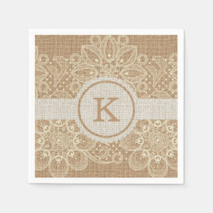 Burlap & Lace-monogram Servetten