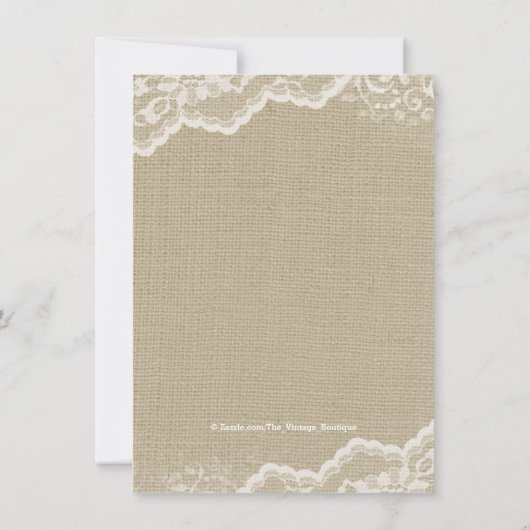 Burlap Lace Pearl Princess Baby shower Rustic Kaart (Achterkant)