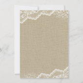Burlap Lace Pearl Rustic Baby Shower Uitnodigingen (Achterkant)