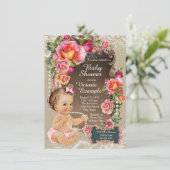 Burlap Lace Pearl Rustiek Chic Baby shower Kaart (Staand voorkant)