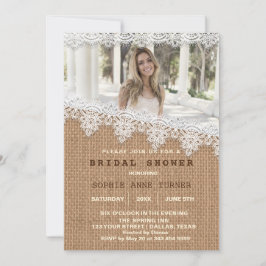  Burlap Lace Photo Vrijgezellenfeest Kaart