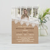  Burlap Lace Photo Vrijgezellenfeest Kaart (Staand voorkant)