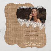  Burlap Lace Photo Vrijgezellenfeest Kaart (Voorkant / Achterkant)